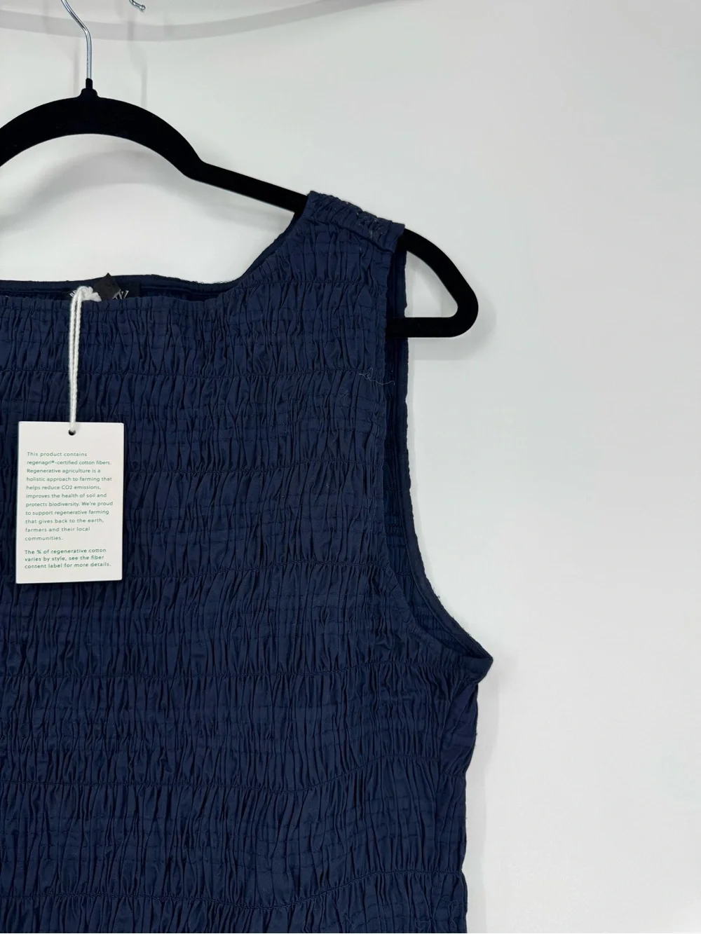 NWT J. Crew Tall Lina Midi Dress Navy Blue Smocked Cotton Sleeveless Size XLTall